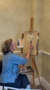 Giving from the art event dog portrait painter