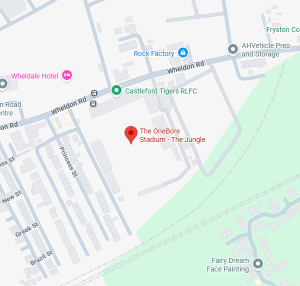 Castleford Tigers Stadium on Map