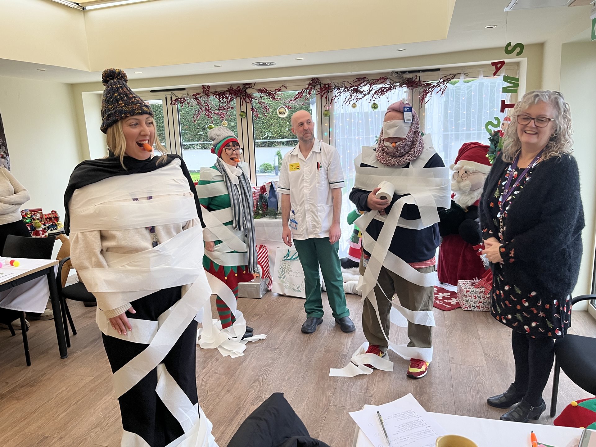 Staff join in festive games