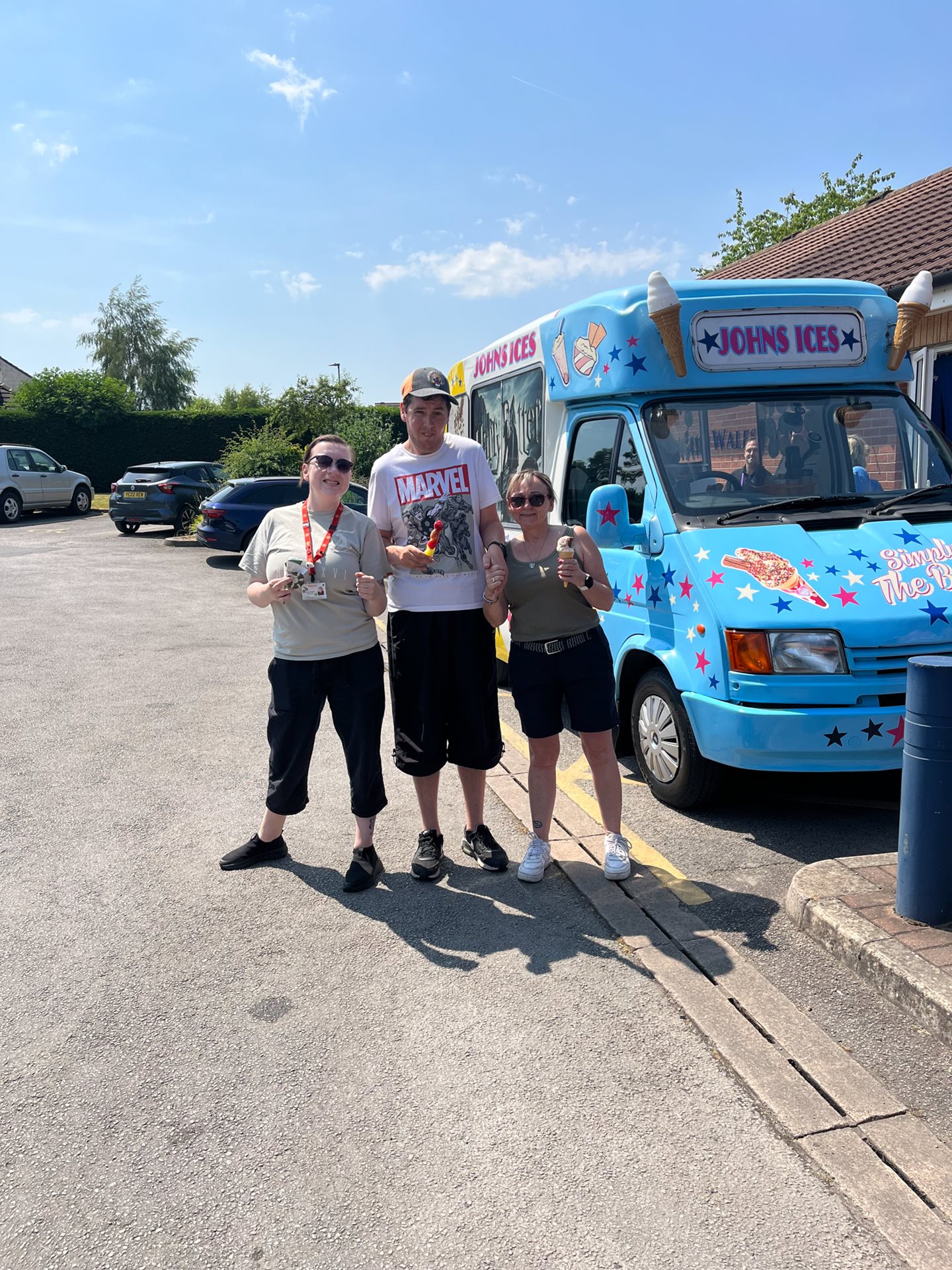 Millennium Support enjoying an ice cream at the hospice 